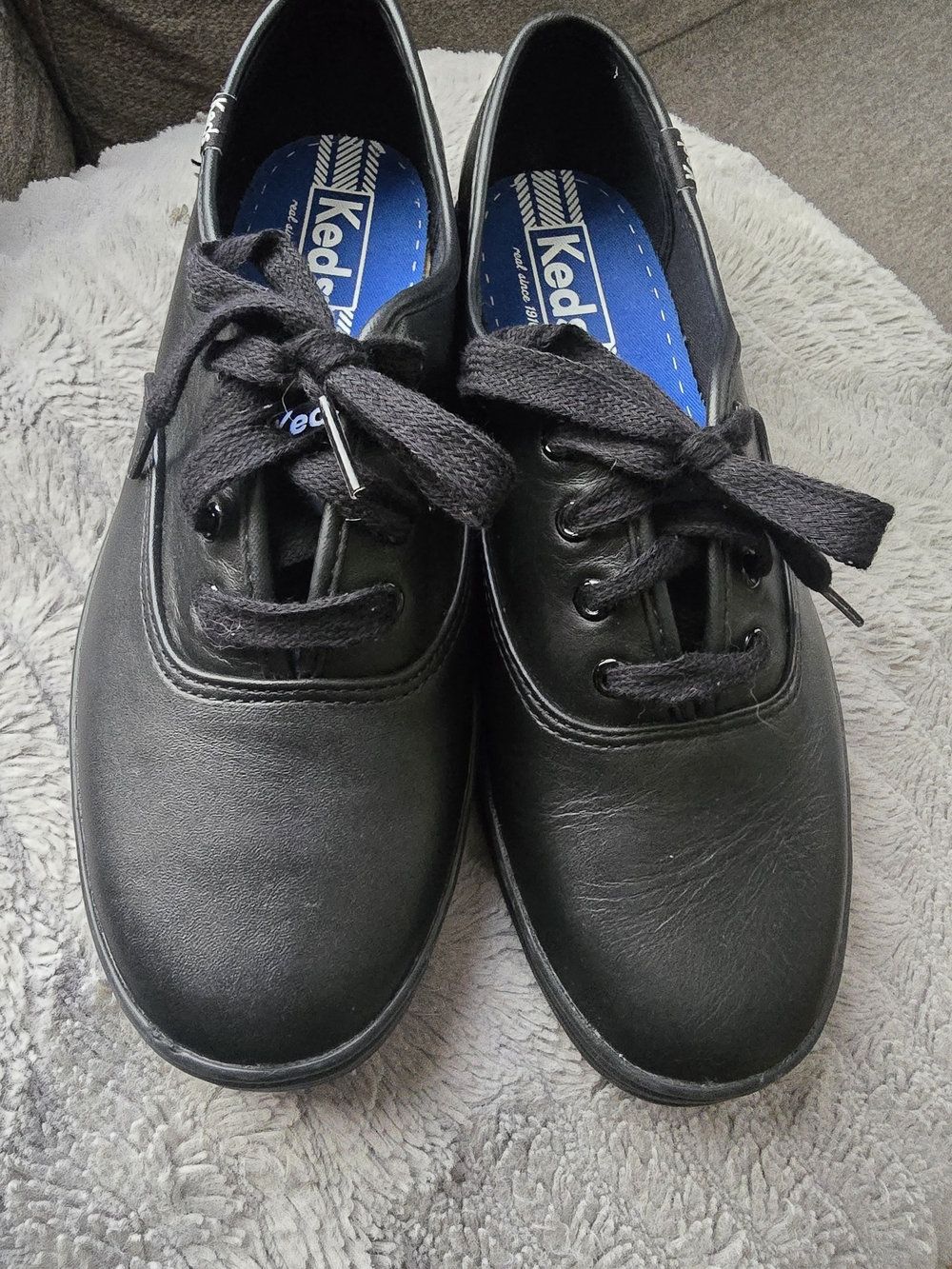Keds Womenn’s Black Leather Lace-Up Shoes